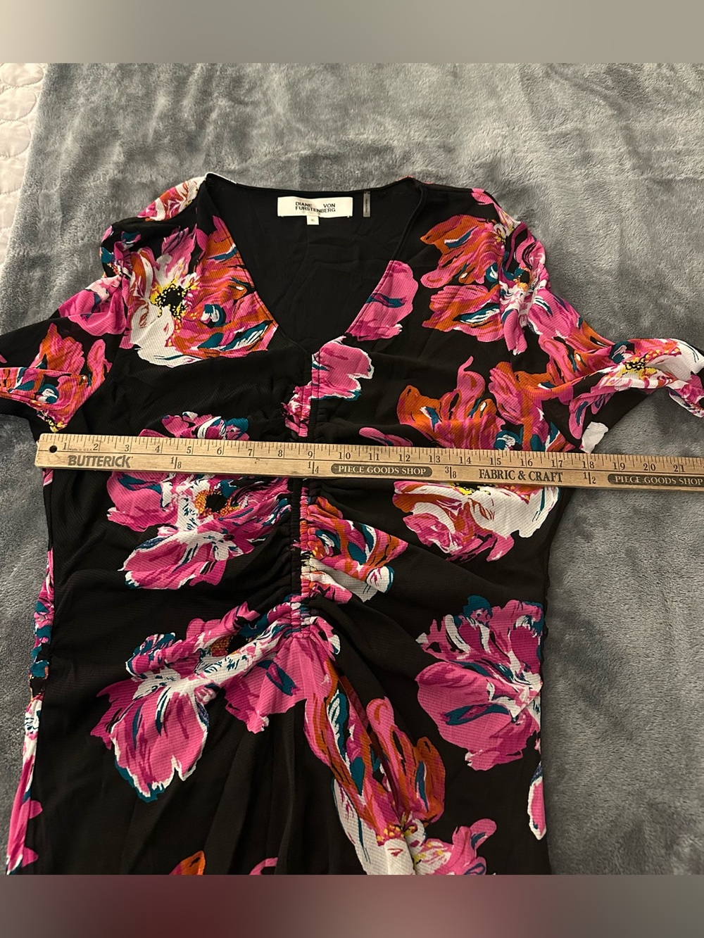 Diane Von Furstenberg Hildy Midi Dress Vibrant Pink Floral Size XL - Picture 8 of 8